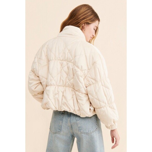NWT-Sadie & Sage x Anthropologie -Cosmic Quilted Velvet Jacket Cream/Ivory-Small - Picture 3 of 11